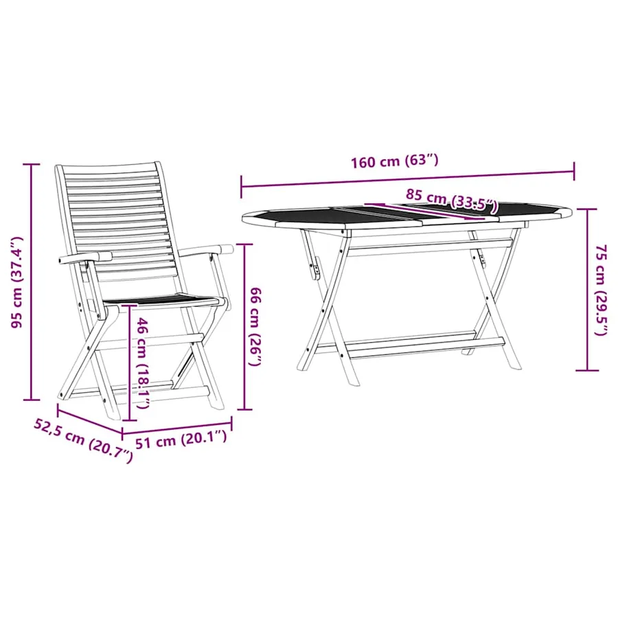 Ensemble de salle à manger pour jardin 9 pcs Marron - 13