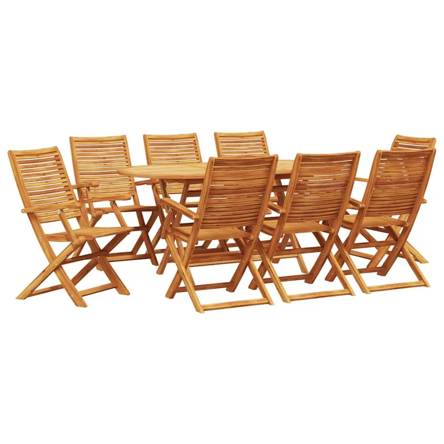 Ensemble de salle à manger pour jardin 9 pcs Marron - 2