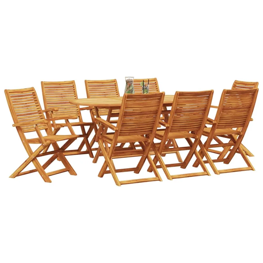Ensemble de salle à manger pour jardin 9 pcs Marron - 3