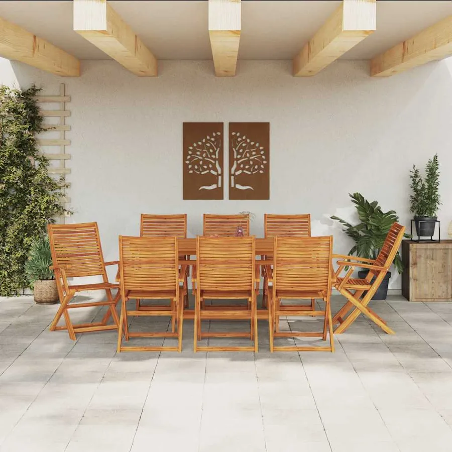 Ensemble de salle à manger pour jardin 9 pcs Marron - 4