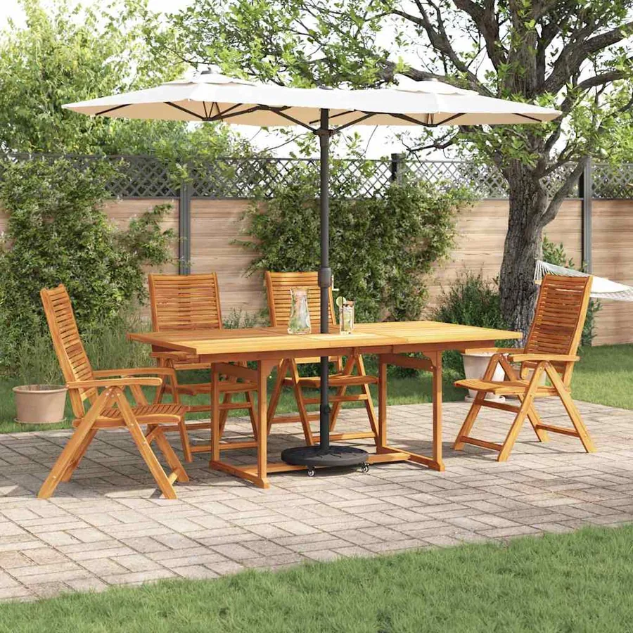 Ensemble de salle à manger pour jardin 5 pcs Marron