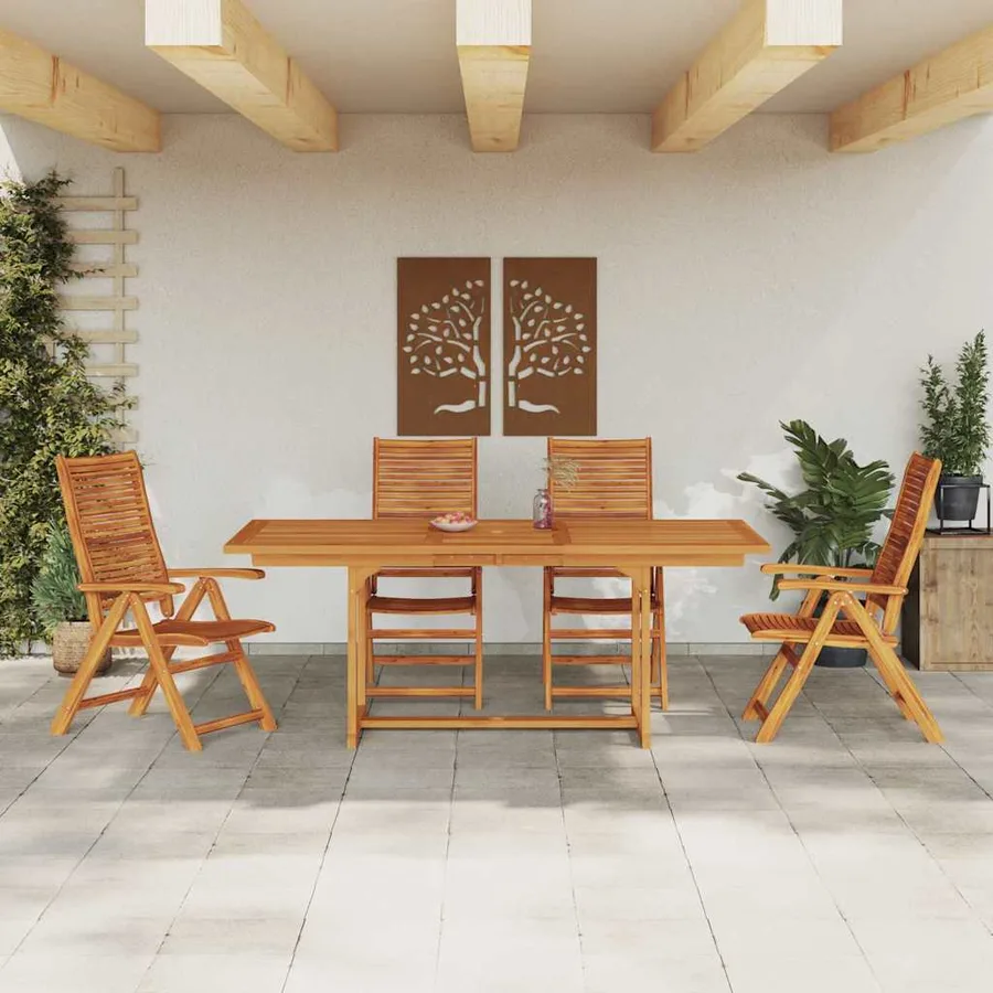 Ensemble de salle à manger pour jardin 5 pcs Marron - 4