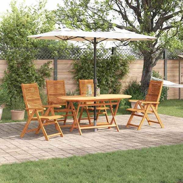 Ensemble de salle à manger pour jardin 5 pcs Marron
