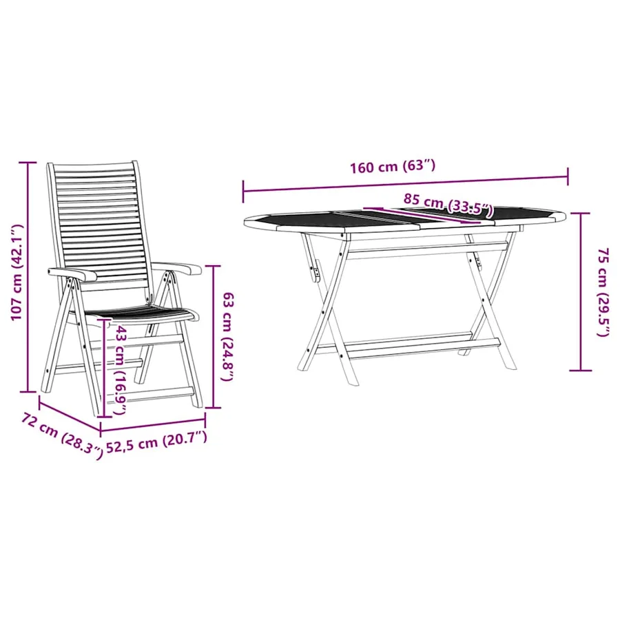 Ensemble de salle à manger pour jardin 5 pcs Marron - 13