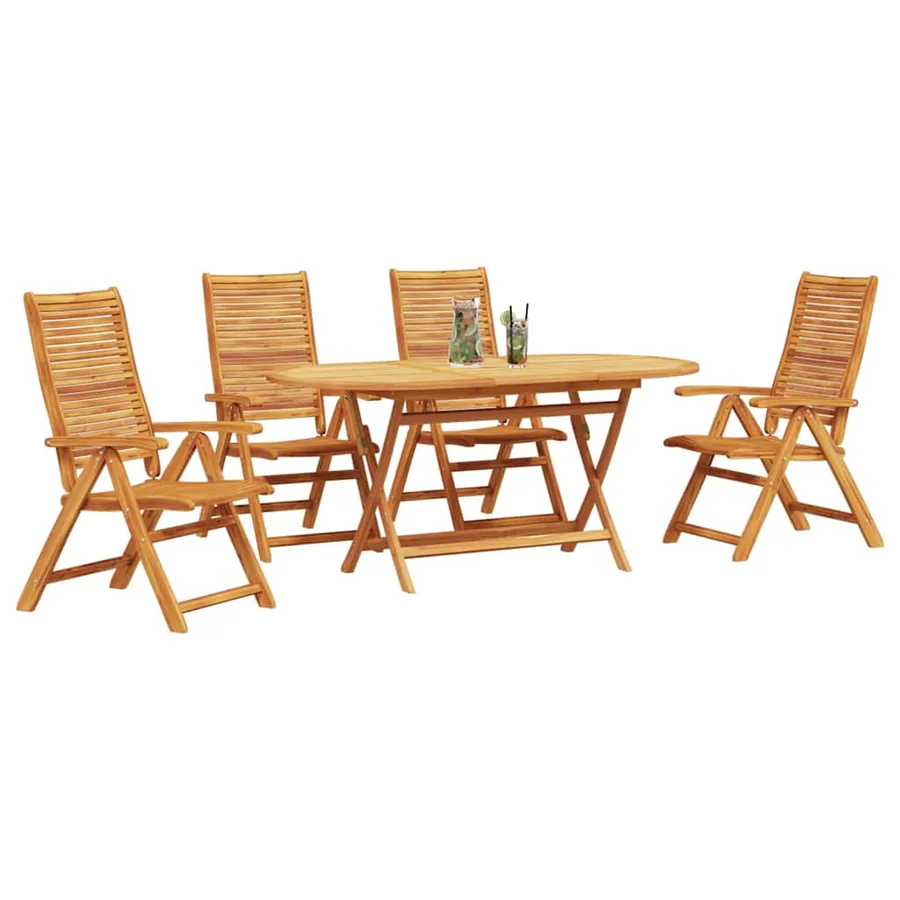 Ensemble de salle à manger pour jardin 5 pcs Marron - 3