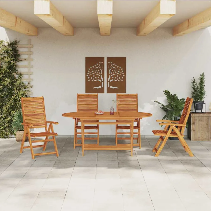 Ensemble de salle à manger pour jardin 5 pcs Marron - 4