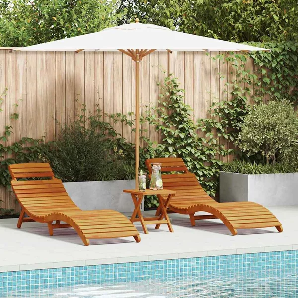 Transat 2 pcs Marron 55 x 184 x 64cm Bois d'Acacia Massif