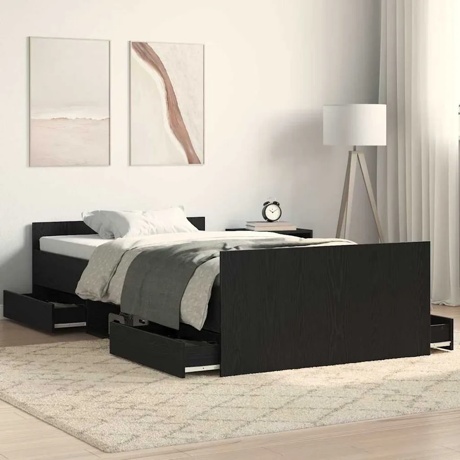 Cadre de lit Chêne noir 193 x 93 x 50 cm Bois d'ingénierie