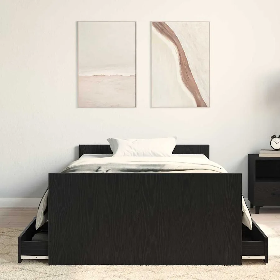 Cadre de lit Chêne noir 193 x 93 x 50 cm Bois d'ingénierie - 3
