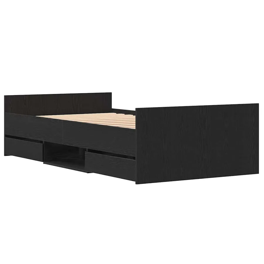 Cadre de lit Chêne noir 193 x 93 x 50 cm Bois d'ingénierie - 4