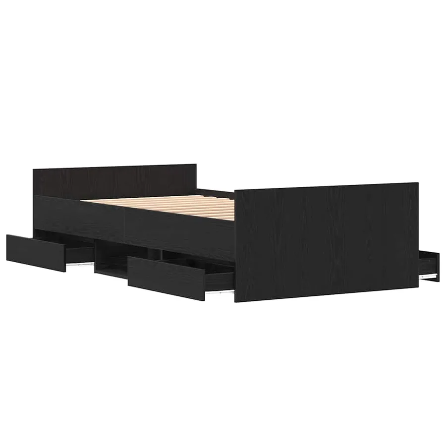 Cadre de lit Chêne noir 193 x 93 x 50 cm Bois d'ingénierie - 5