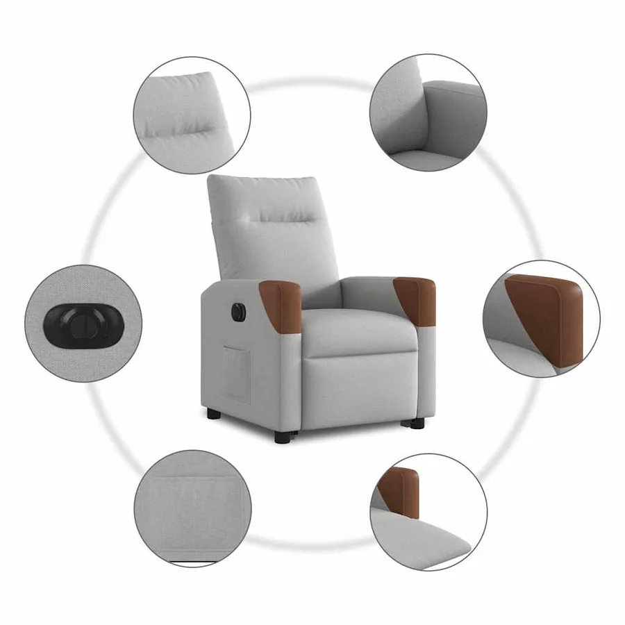 Fauteuil inclinable électrique gris nuage tissu - 11