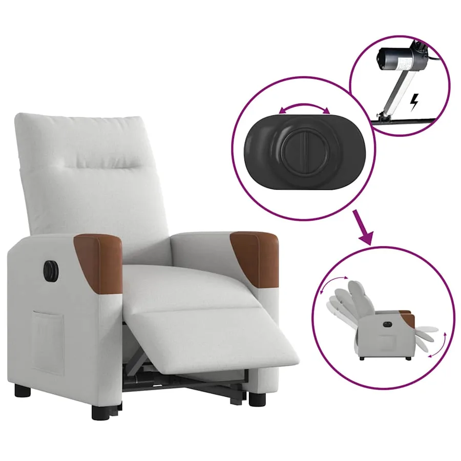 Fauteuil inclinable électrique gris nuage tissu - 9
