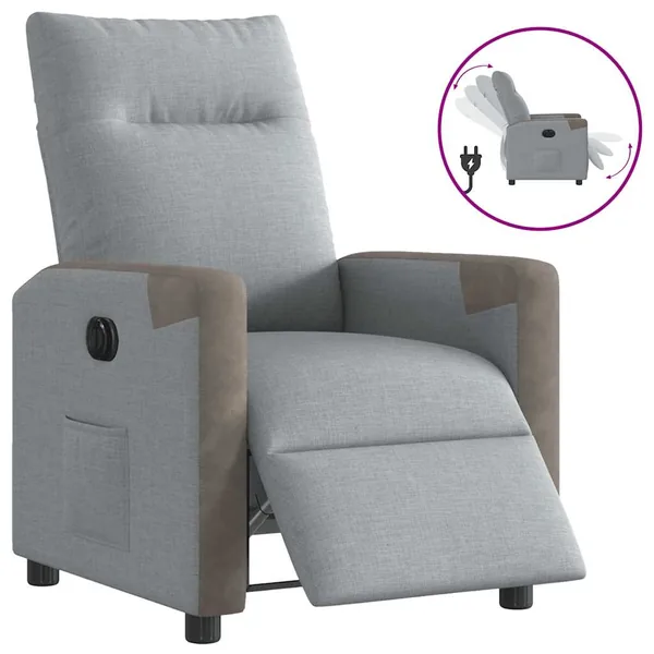 Fauteuil inclinable électrique Gris clair Tissu