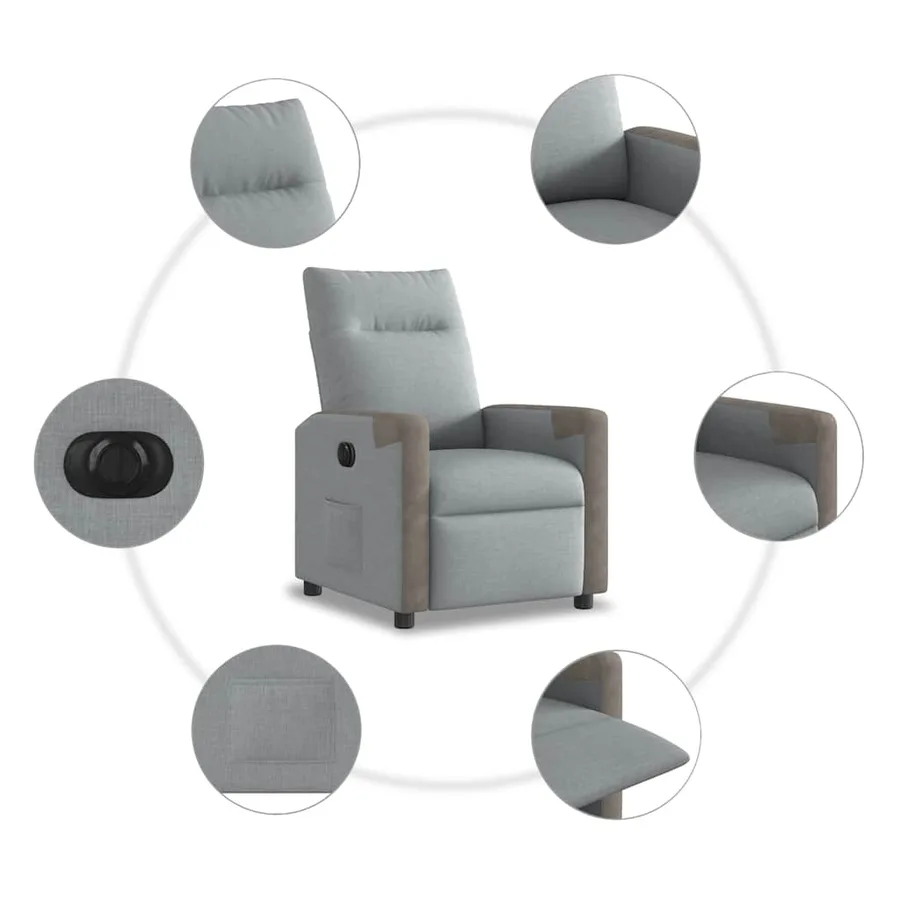 Fauteuil inclinable électrique Gris clair Tissu - 13