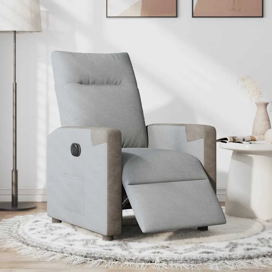 Fauteuil inclinable électrique Gris clair Tissu - 3
