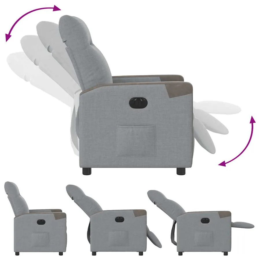 Fauteuil inclinable électrique Gris clair Tissu - 8