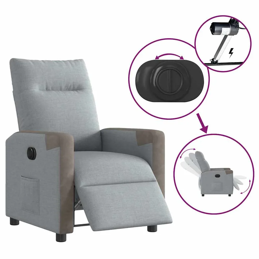 Fauteuil inclinable électrique Gris clair Tissu - 9