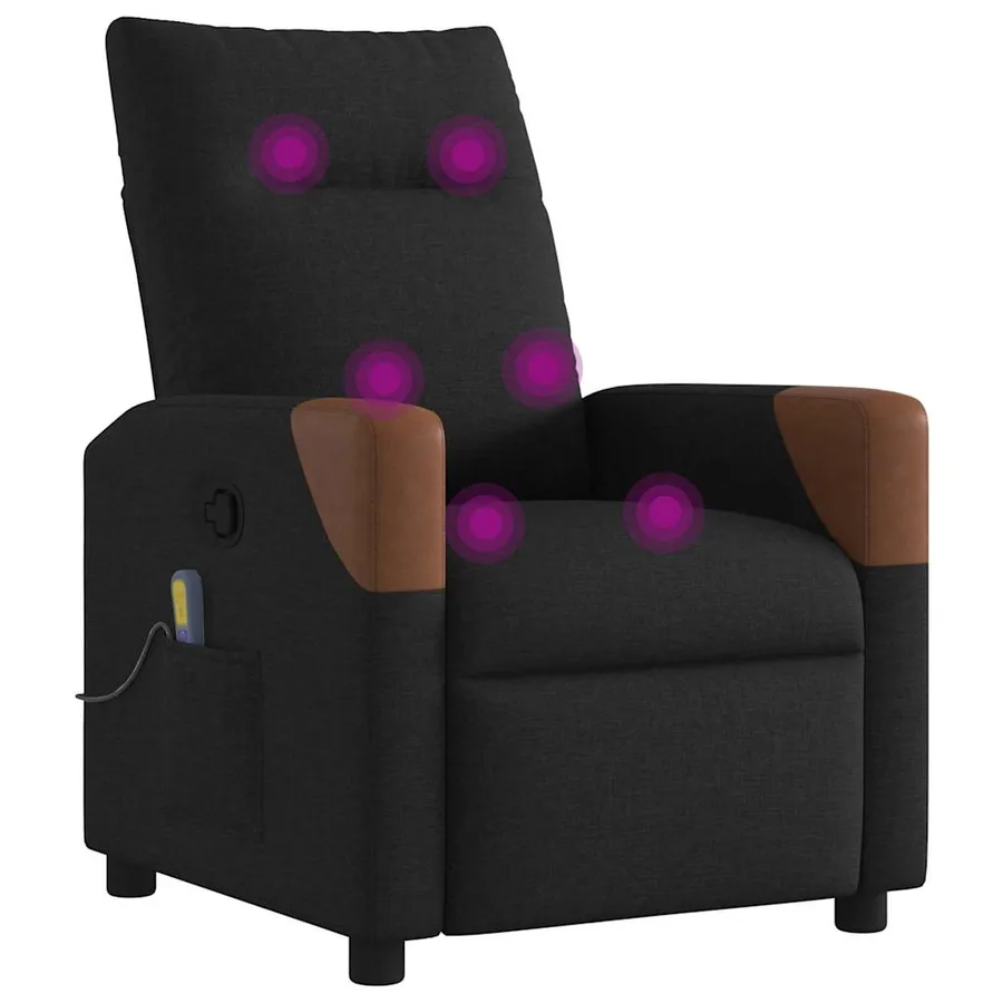 Fauteuil de massage inclinable Noir Tissu - 7