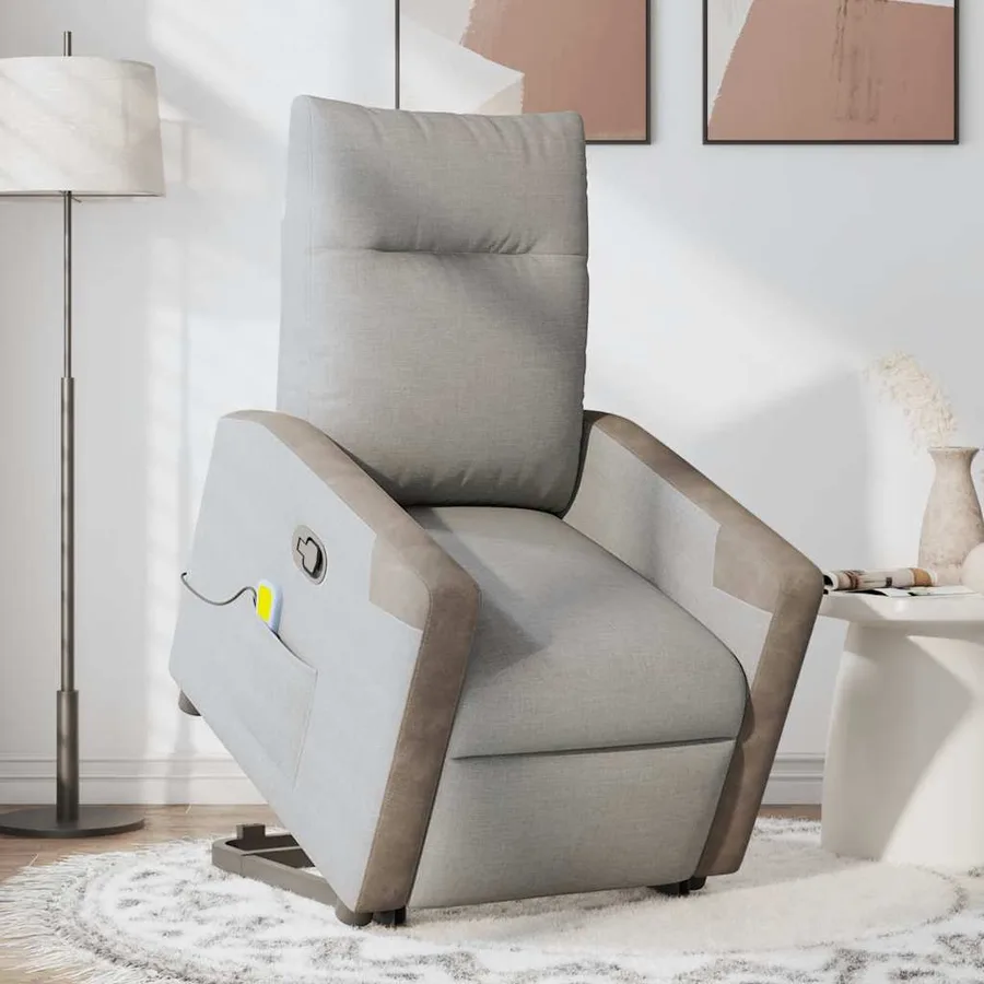 Fauteuil de massage inclinable gris nuage tissu - 3