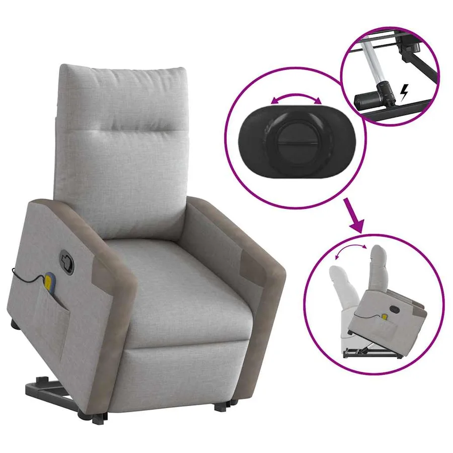 Fauteuil de massage inclinable gris nuage tissu - 9