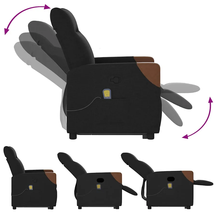 Fauteuil de massage inclinable Noir Tissu - 8