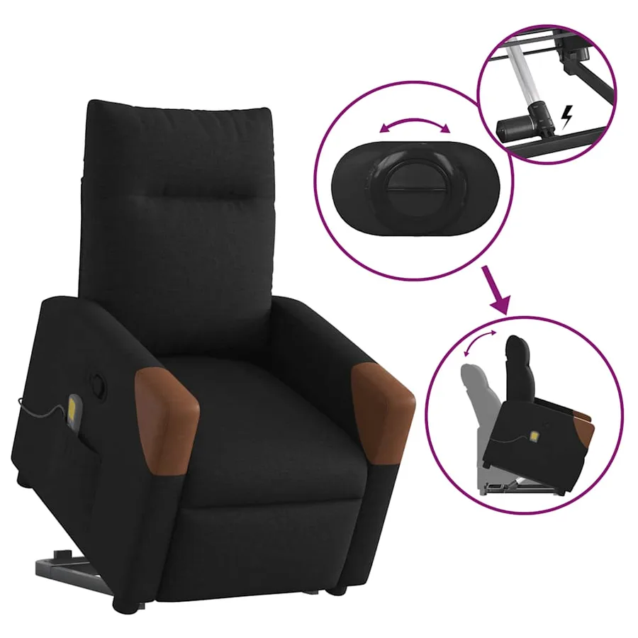 Fauteuil de massage inclinable Noir Tissu - 9