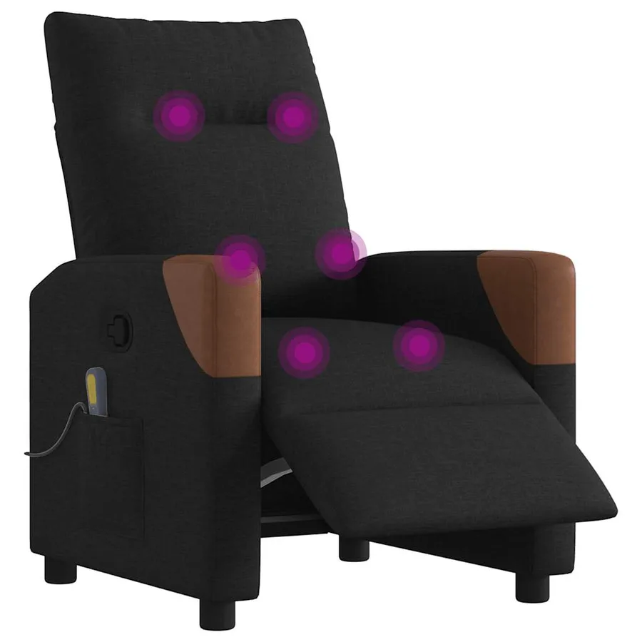 Fauteuil de massage inclinable électrique Noir Tissu - 3