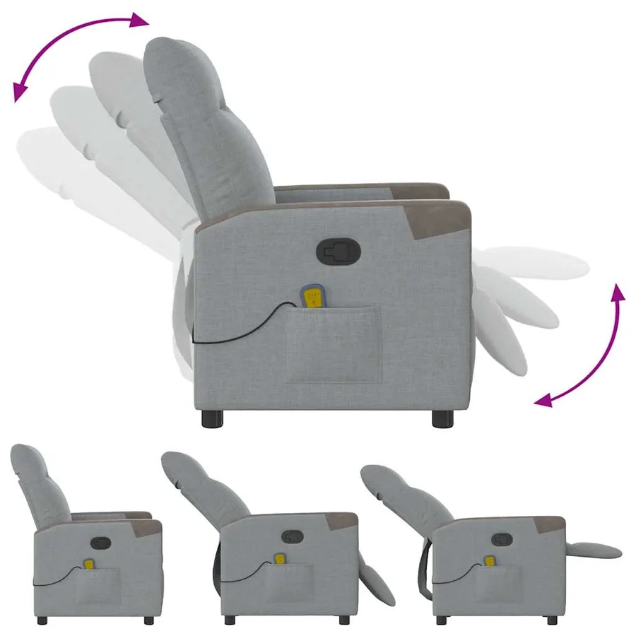 Fauteuil de massage inclinable Gris clair Tissu - 6
