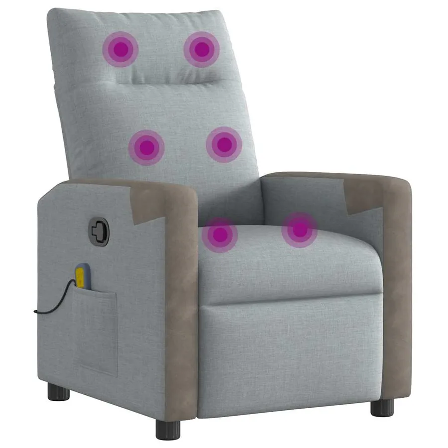 Fauteuil de massage inclinable Gris clair Tissu - 7
