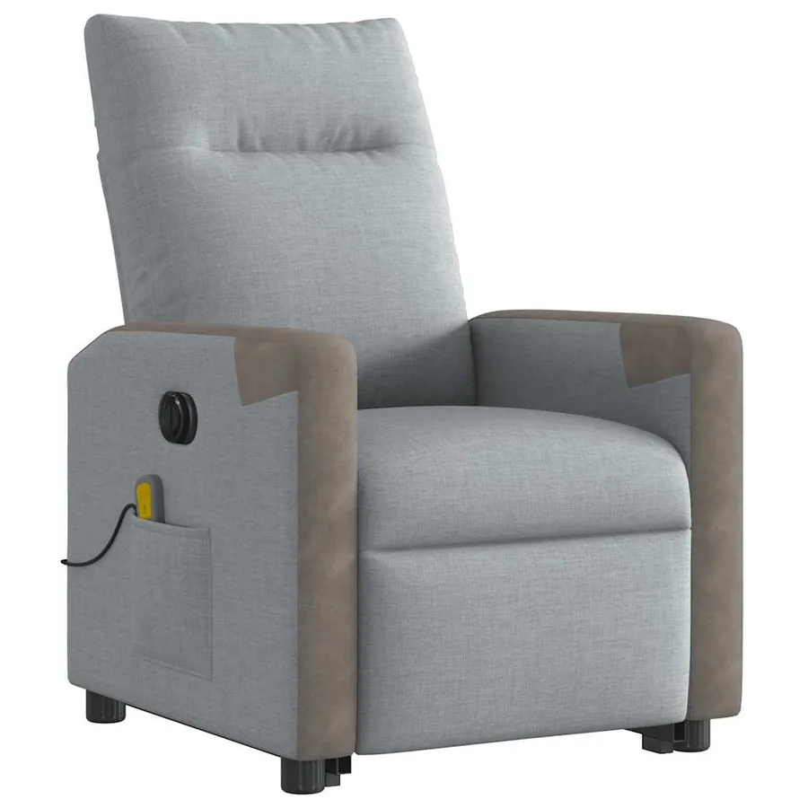 Fauteuil inclinable de massage électrique Gris clair Tissu - 4