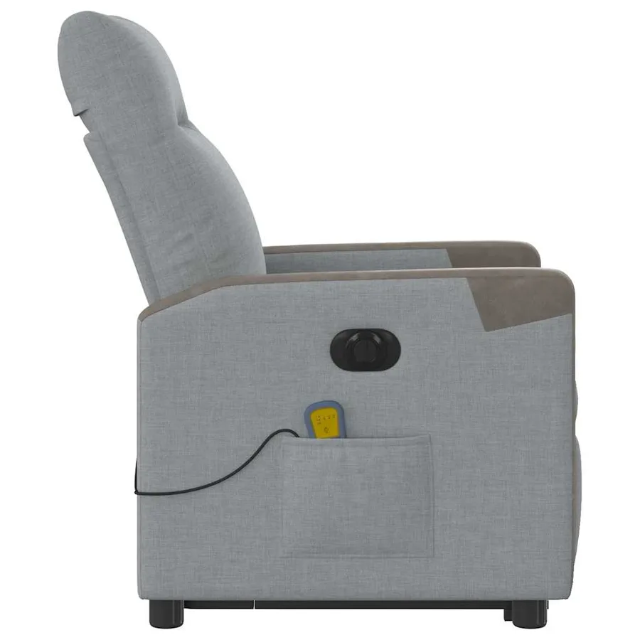 Fauteuil inclinable de massage électrique Gris clair Tissu - 6