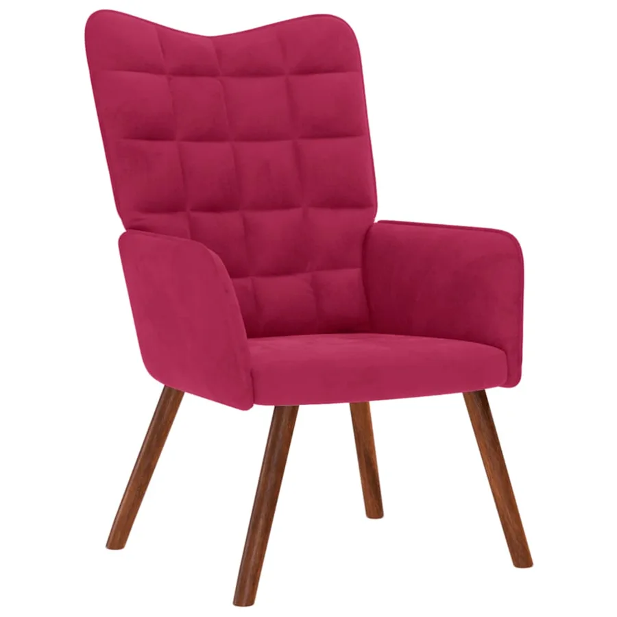 Chaise de relaxation avec tabouret Bordeaux Velours - 4