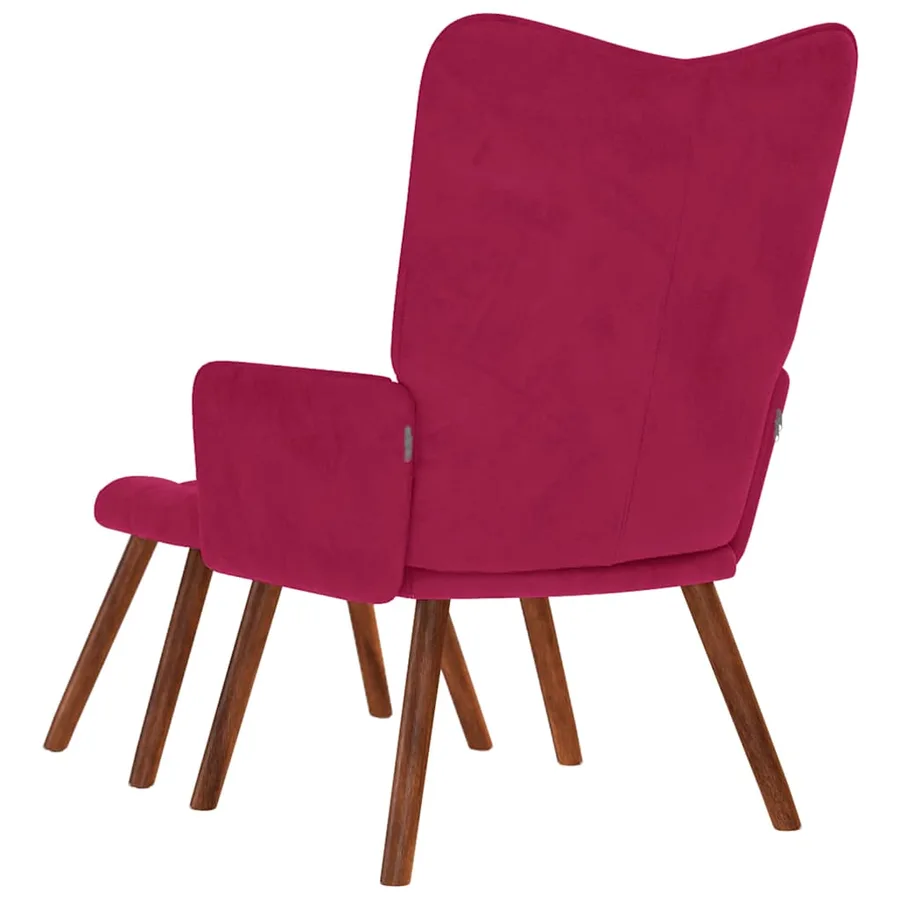Chaise de relaxation avec tabouret Bordeaux Velours - 7