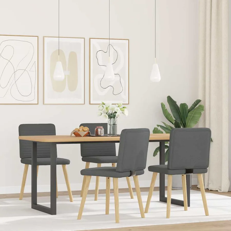 Chaises à manger lot de 4 gris foncé tissu - 2