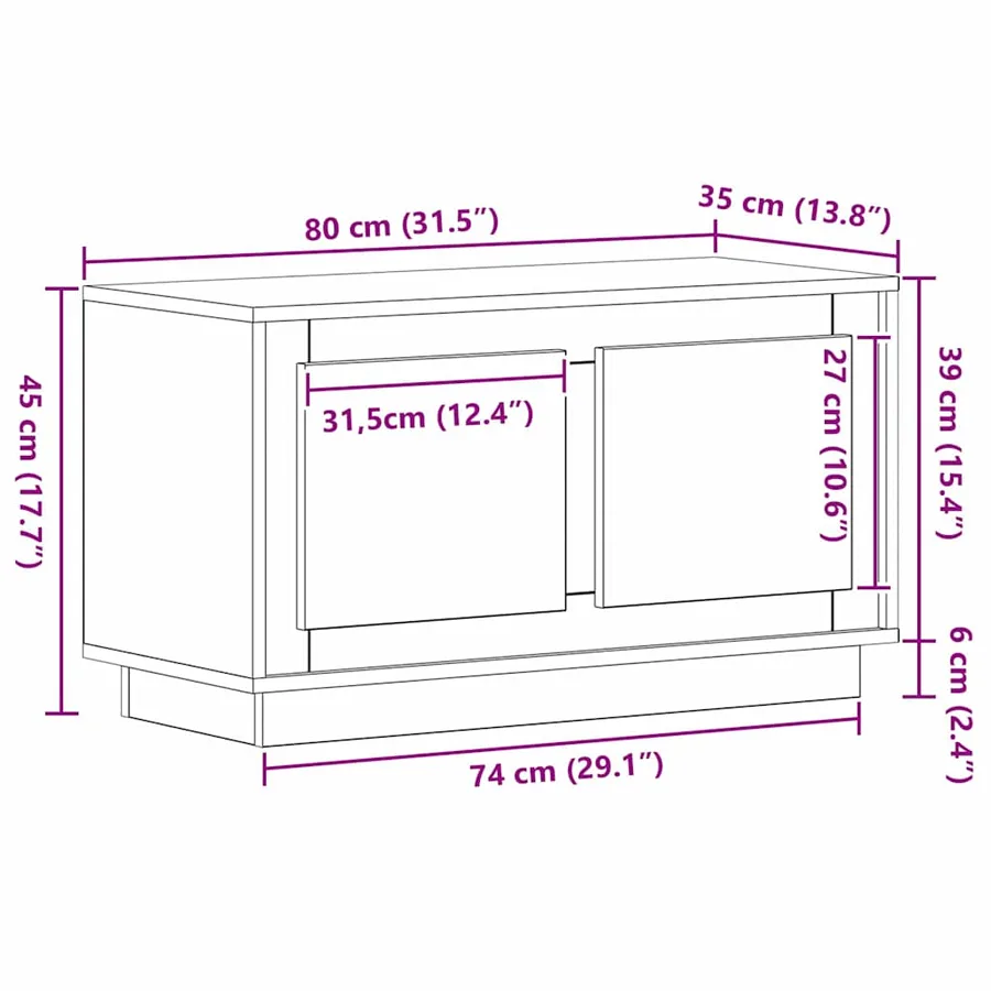 Meuble TV 80 x 35 x 45 cm chêne artisanal Bois d'ingénierie - 11