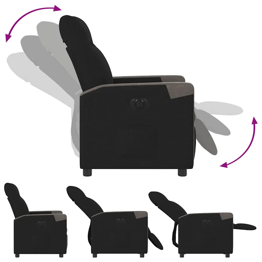 Fauteuil inclinable électrique Noir Tissu - 8