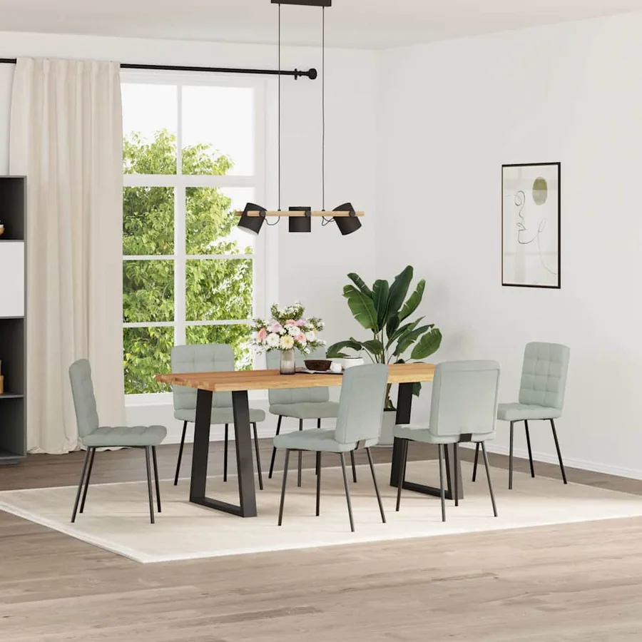 Chaises à manger lot de 6 gris clair velours - 2