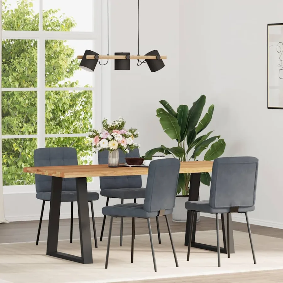 Chaises à manger lot de 4 Gris foncé Velours - 2