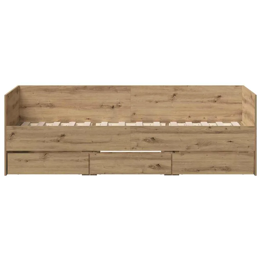 Lit d'appoint Chêne artisanal 90 x 190 cm Bois d'ingénierie - 4