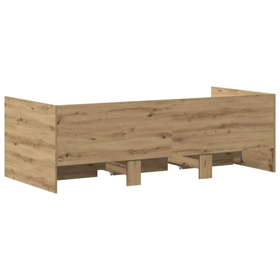 Lit d'appoint Chêne artisanal 90 x 190 cm Bois d'ingénierie - 6