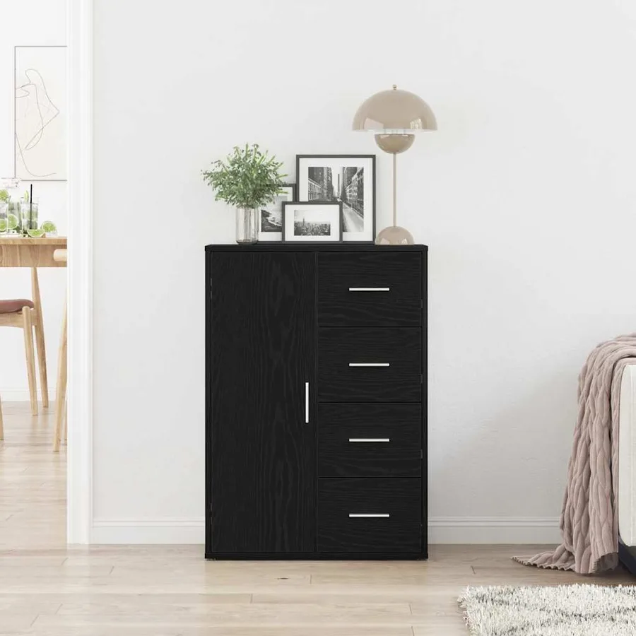 Buffet avec tiroir Chêne noir 60 x 31 x 84 cm Bois d'ingénierie - 4
