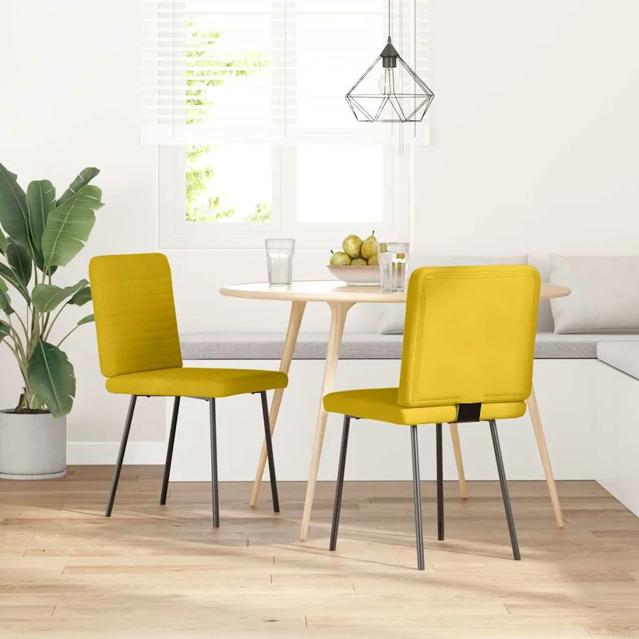 Chaises à manger lot de 2 Jaune Velours - 2