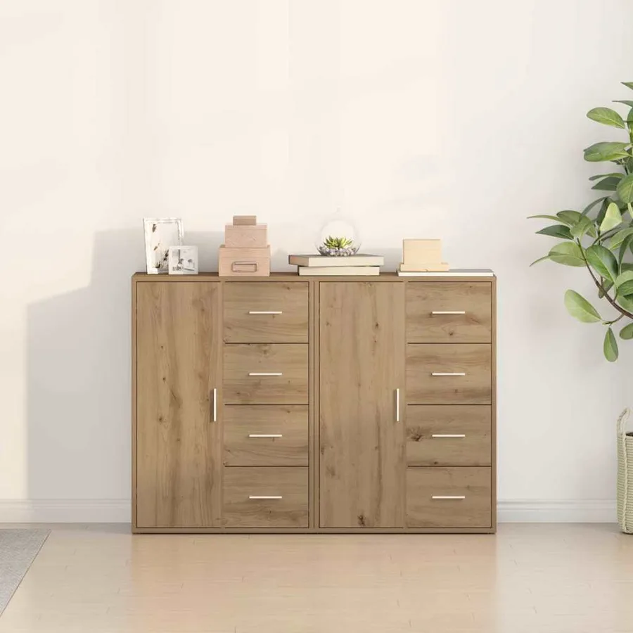 Buffet 2 pcs Chêne artisanal 60 x 31 x 84 cm Bois d'ingénierie - 4