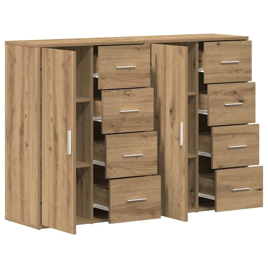 Buffet 2 pcs Chêne artisanal 60 x 31 x 84 cm Bois d'ingénierie - 5
