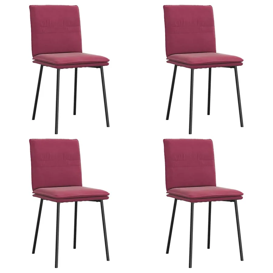 Chaises à manger lot de 4 Rouge bordeaux Velours - 2