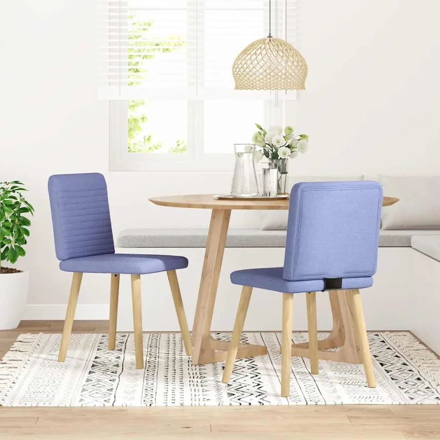 Chaises à manger lot de 2 bleu jean tissu - 2
