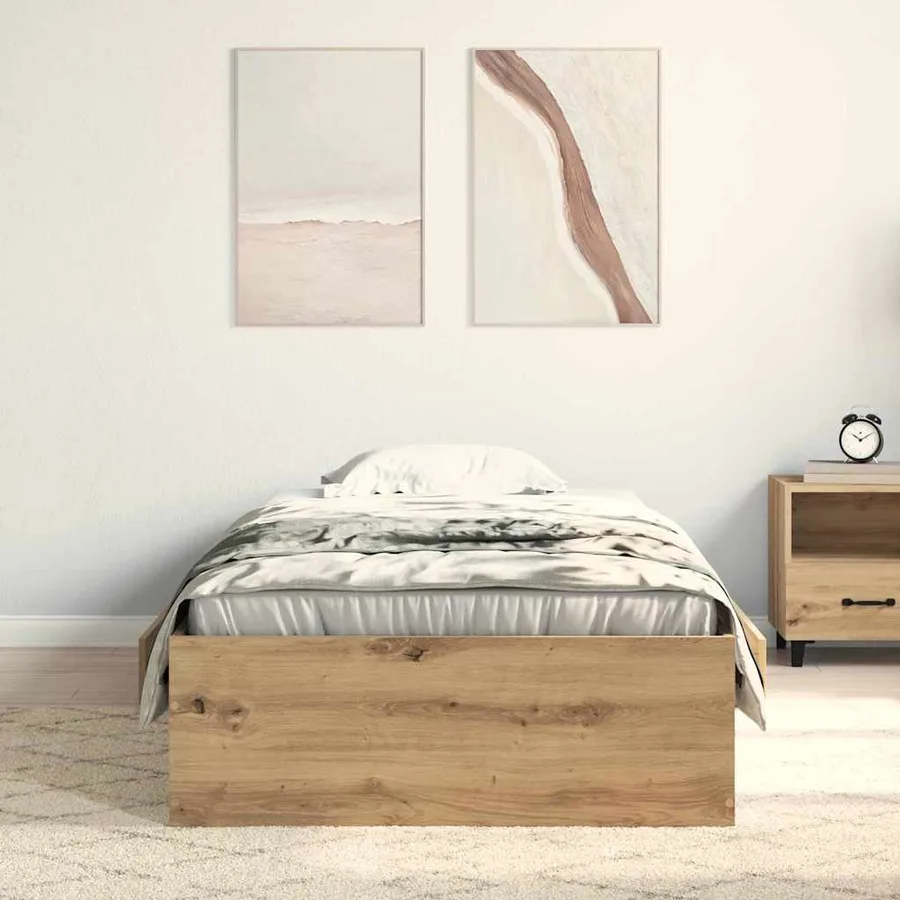 Cadre de lit Chêne artisanal 90 x 200 cm Bois d'ingénierie - 3