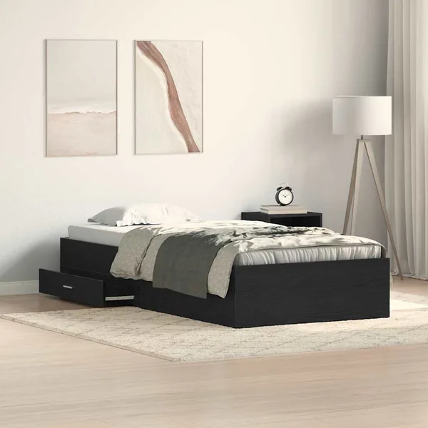 Cadre de lit Chêne noir 100 x 200 cm Bois d'ingénierie