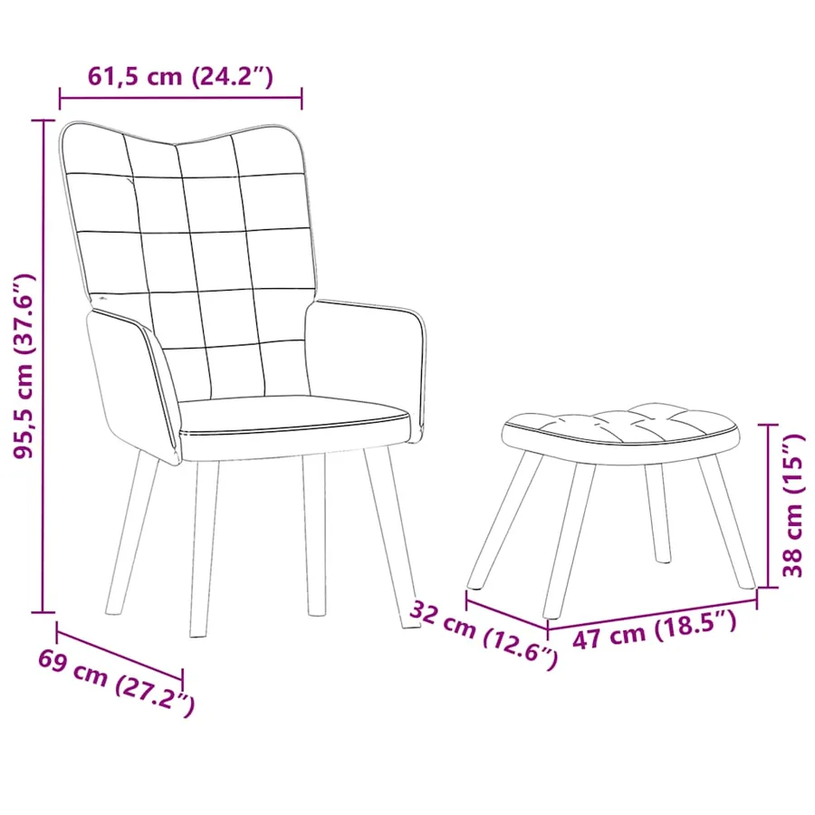 Chaise de relaxation avec tabouret Vert clair Velours - 11